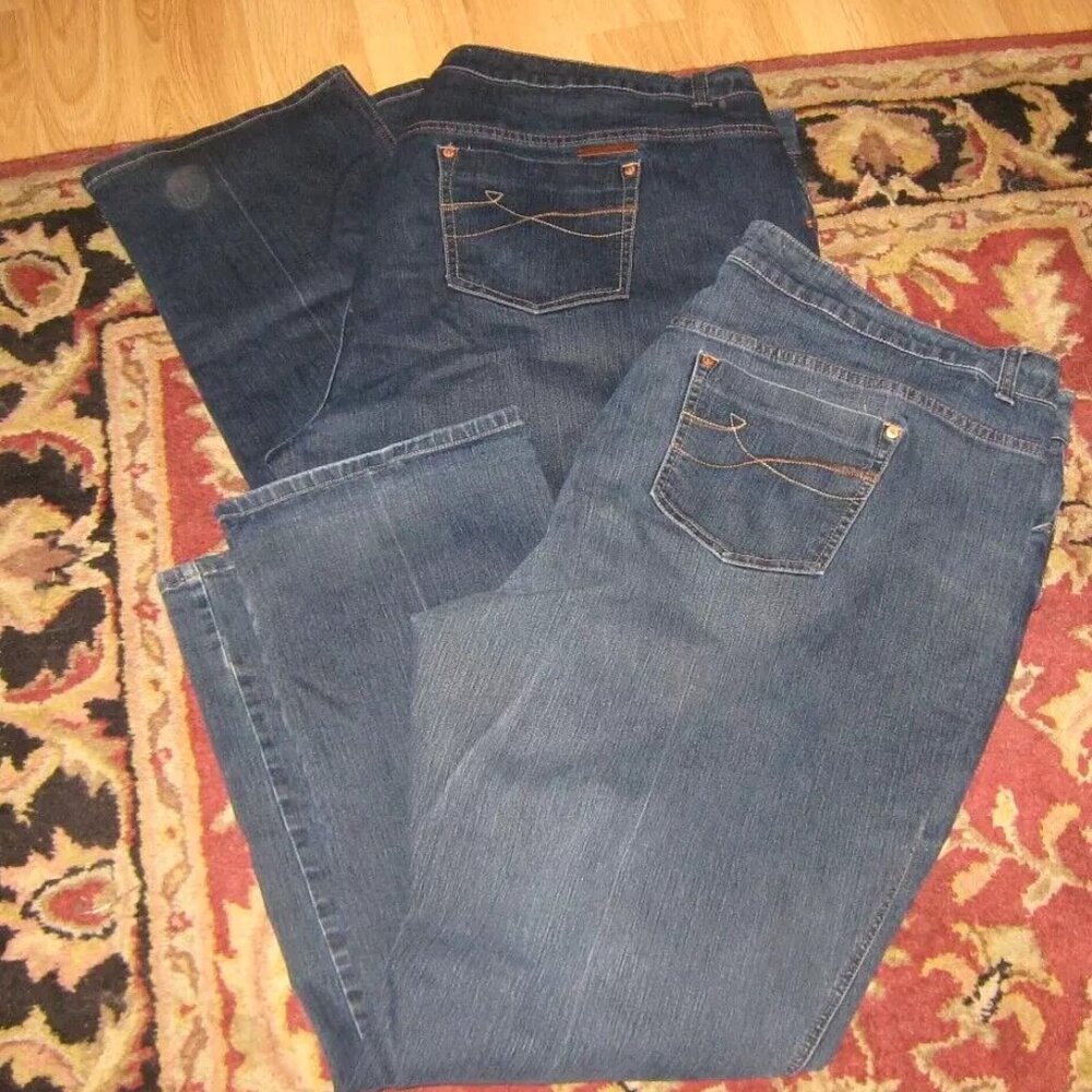 DKNY Womens Avenue B Jeans Straight Leg PLUS Size 28 LOT OF 2 PAIRS - USED GOOD